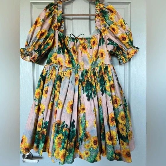 NWOT Selkie Dress - Monet Sunflowers Beach Day Dress - Size 1X - Picture 2 of 5